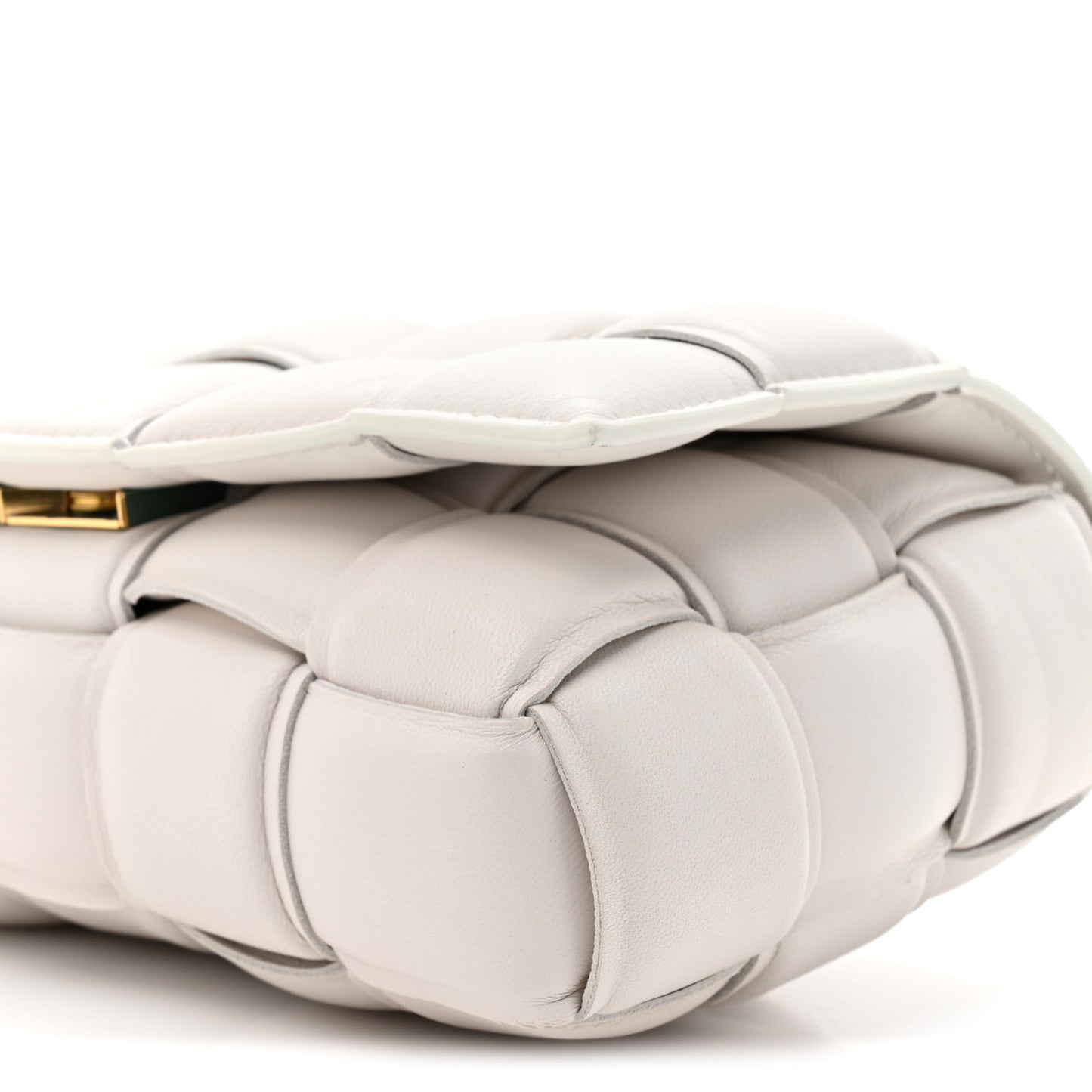Nappa Maxi Intreccio Small Padded Cassette Crossbody Bag White