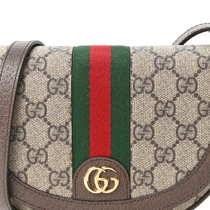 Gucci GG Supreme Monogram Textured Dollar Calfskin Web Mini Ophidia Flap Shoulder Bag Beige Ebony New Acero 7 of 10