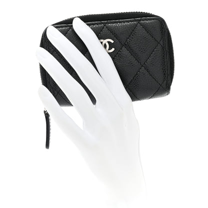 Chanel Caviar Quilted Zip Coin Purse Black 2 of 12