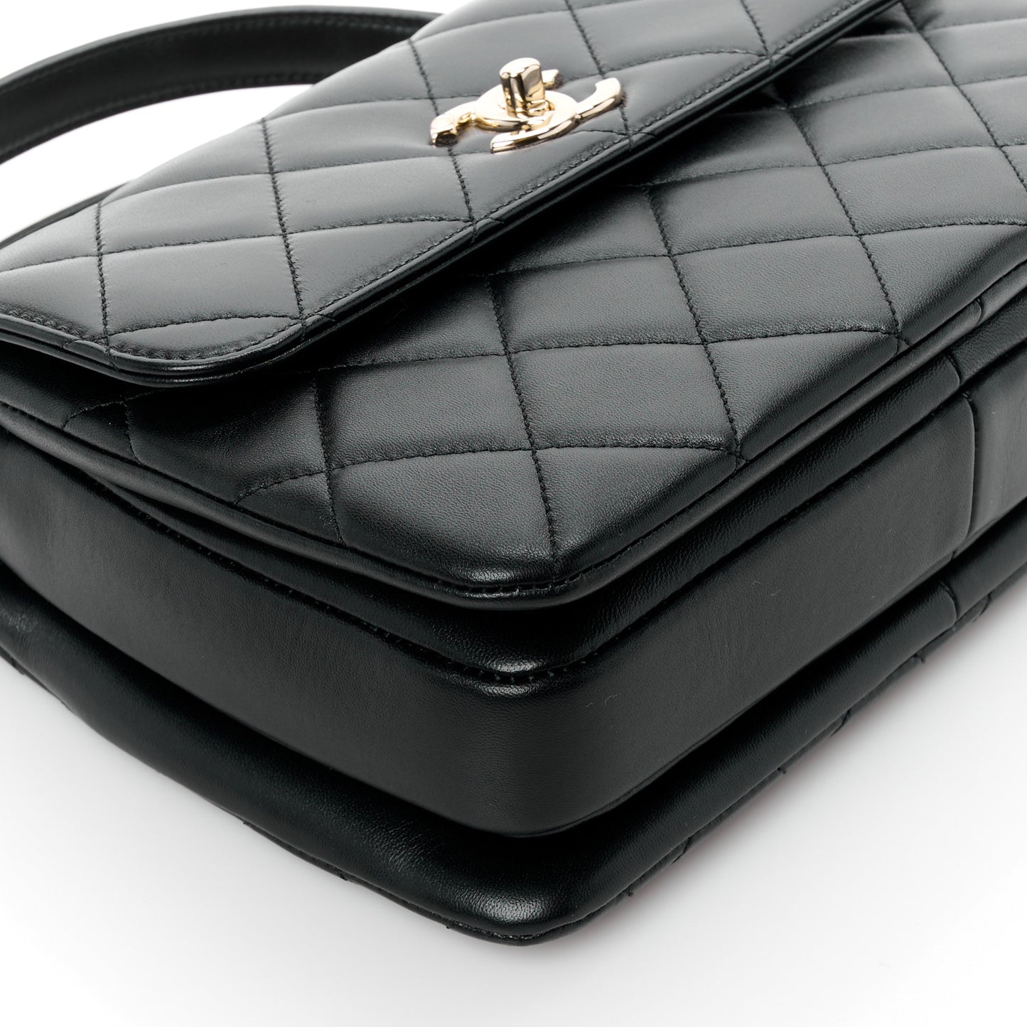 Lambskin Quilted Small Trendy CC Dual Handle Flap Bag Black