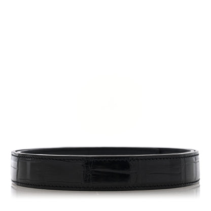 Hermes Shiny Porosus Crocodile Belt Strap 85 34 Black 1 of 5