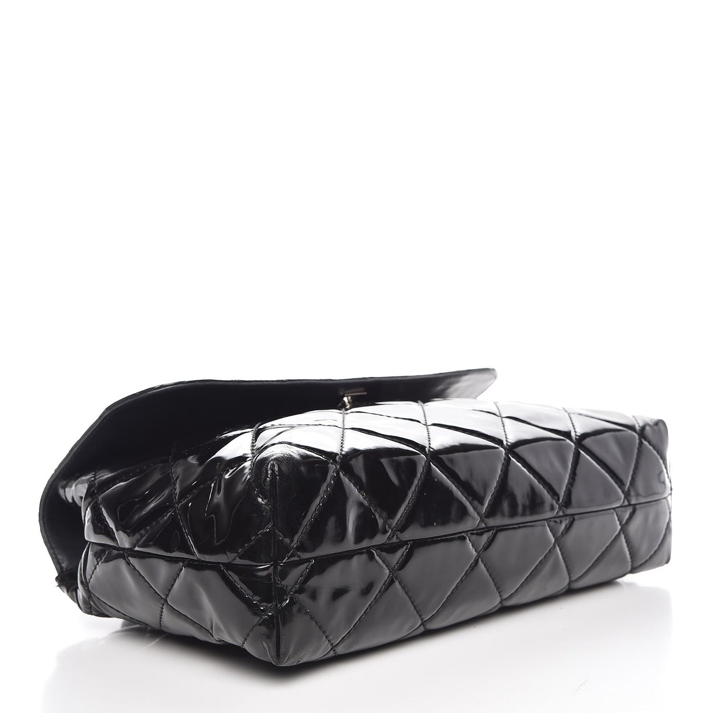 Vinyl Quilted In the Business Flap Bag Black