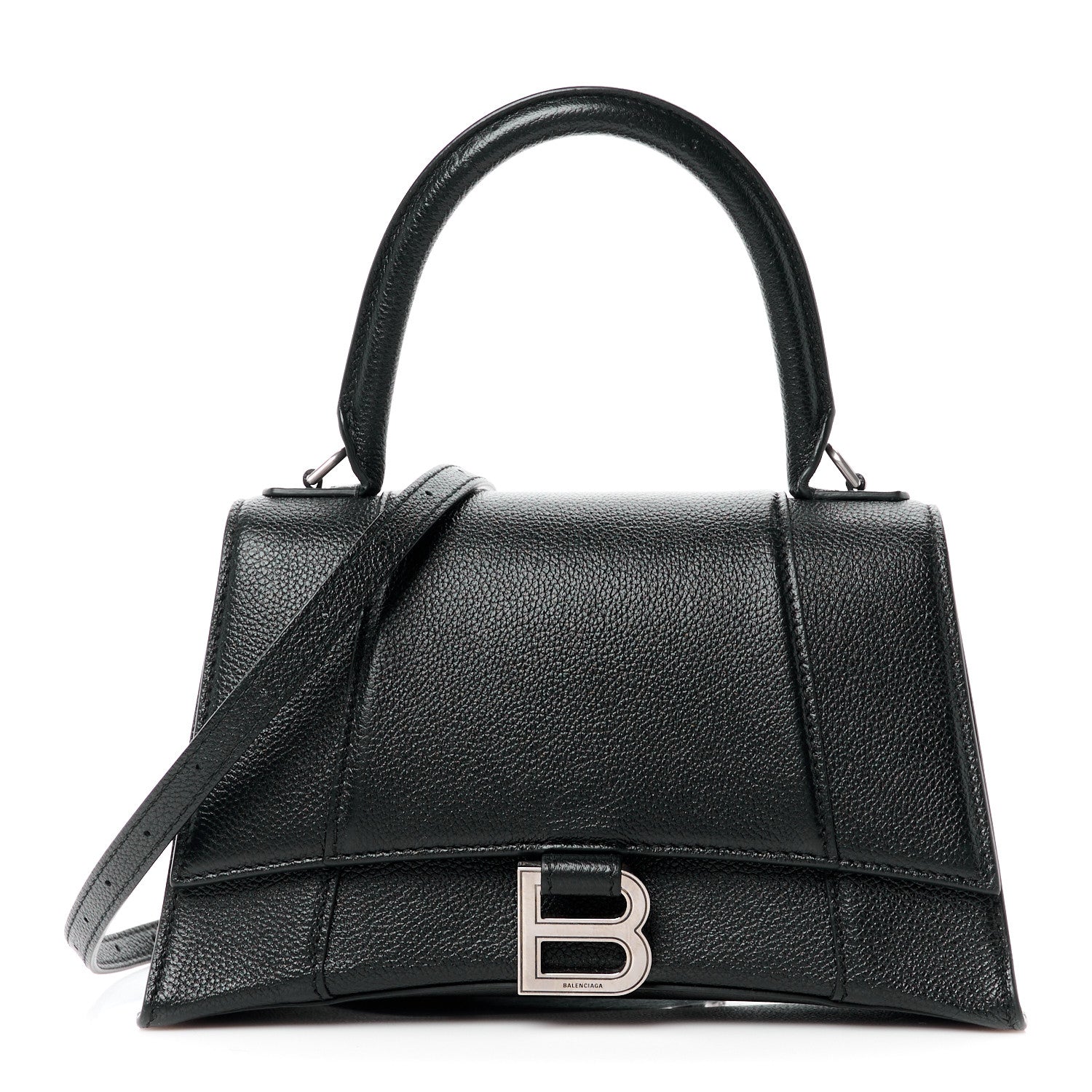 Balenciaga Grained Calfskin Small Hourglass Top Handle Bag Black 1 of 11