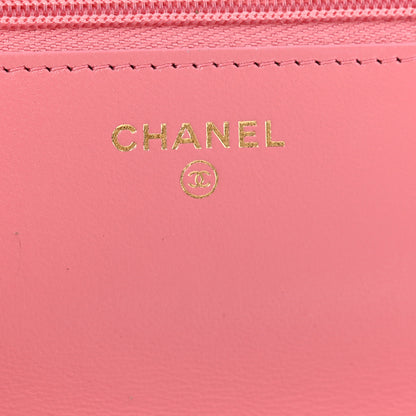 Chanel Shiny Lambskin Quilted Golden Links Wallet On Chain WOC Pink 7 of 12