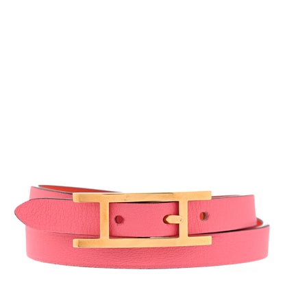 Hermes Swift Behapi Double Tour Reversible Bracelet XS Rose Azalee Orange Poppy 3 of 6