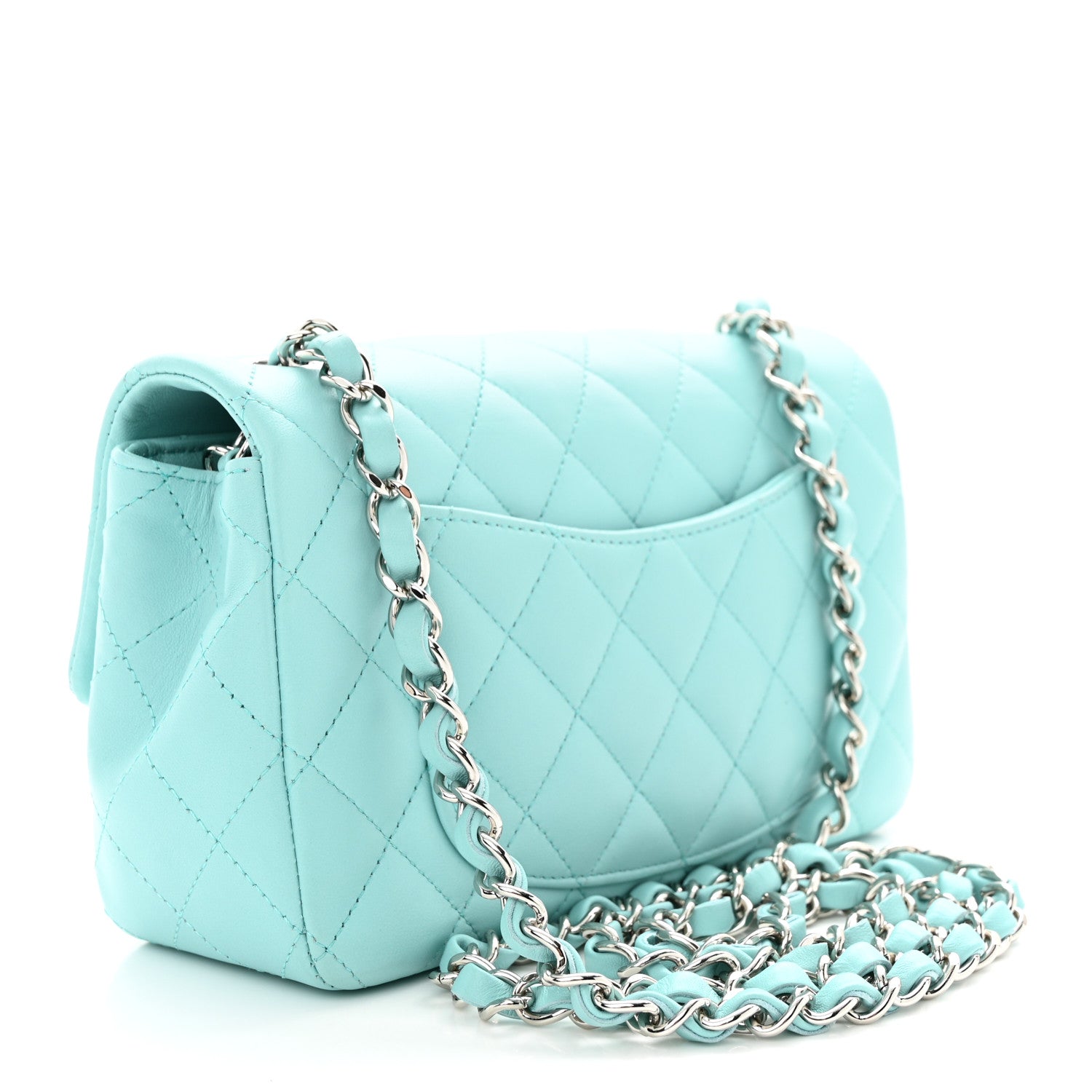 Chanel Lambskin Quilted Mini Rectangular Flap Light Blue 2 of 9