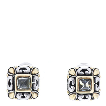 John Hardy Sterling Silver 18K Yellow Gold Prasiolite Jaisalmer Square Earrings 1 of 4