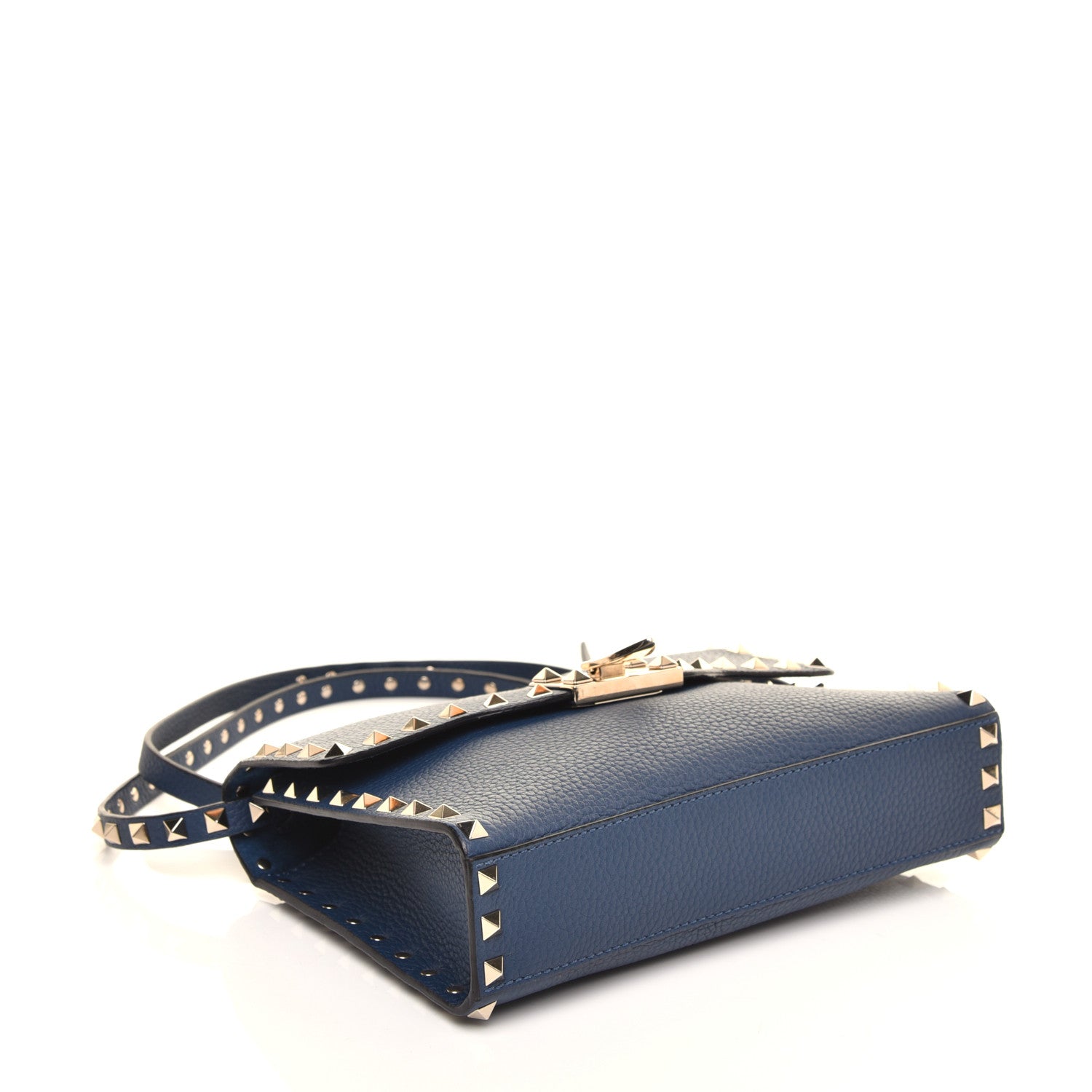 Valentino Garavani Pebbled Calfskin Medium Rockstud Flip Lock Crossbody Bag Peacock 4 of 9