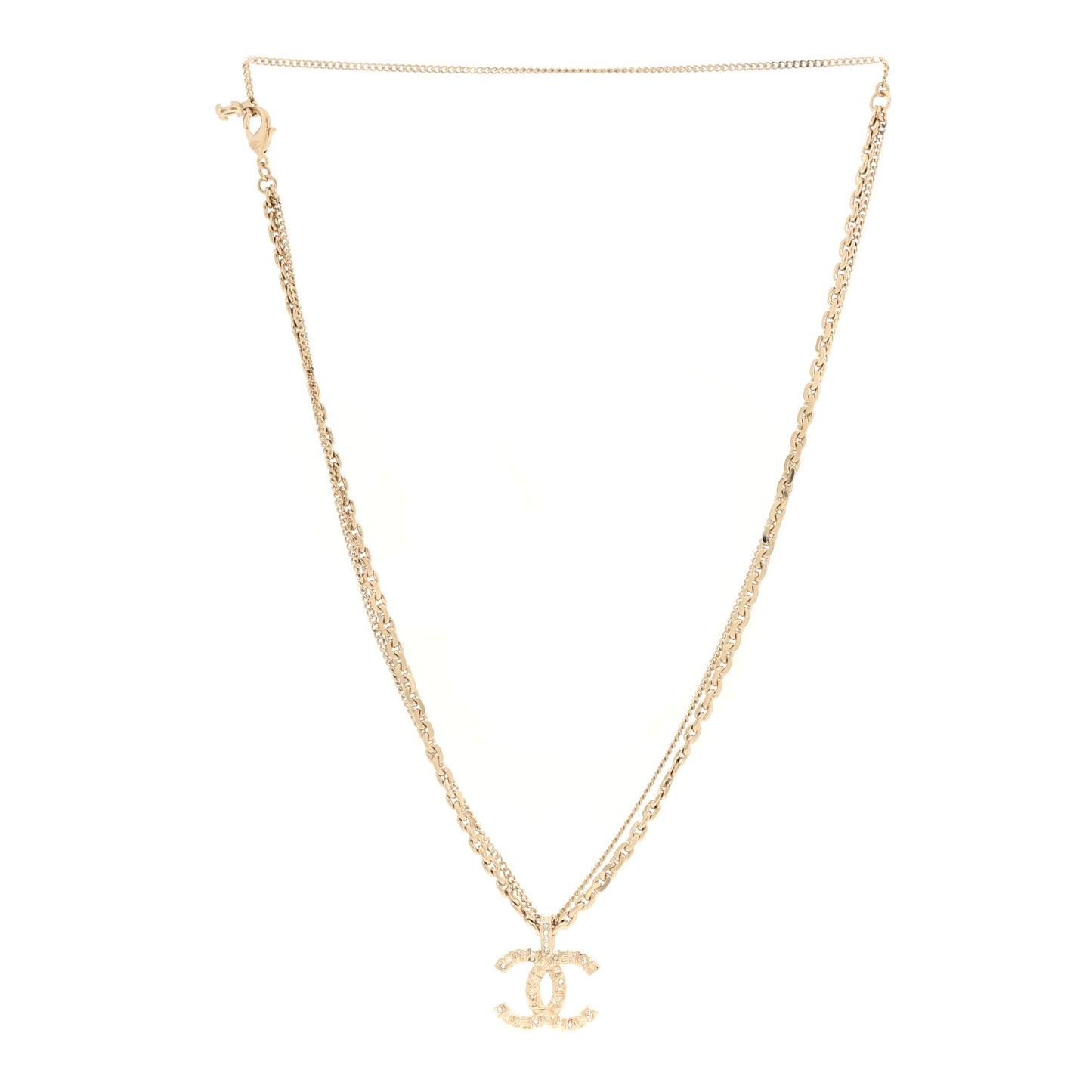 Crystal CC Multi Strand Chain Necklace Gold