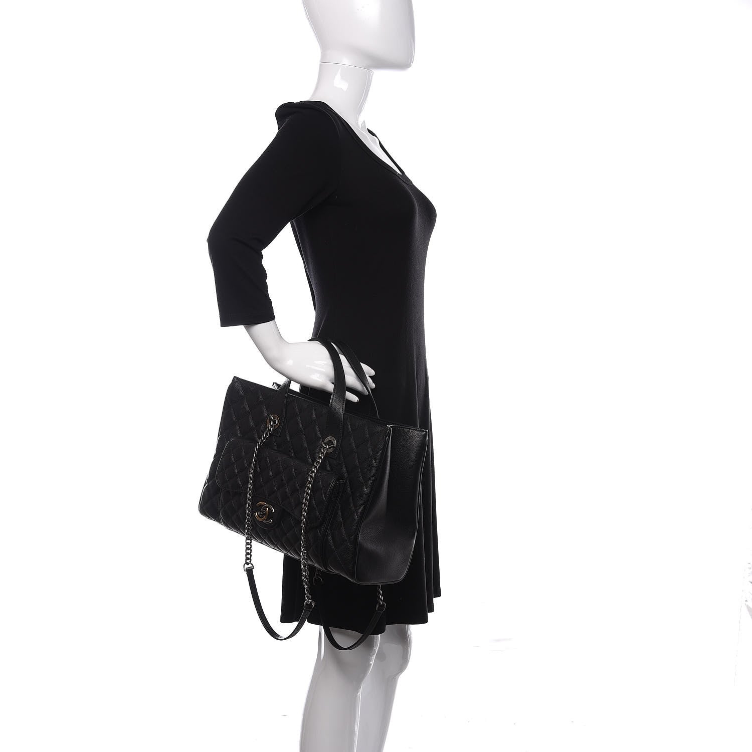 Chanel Caviar Quilted Large Casual Pocket Tote Black 3 of 11