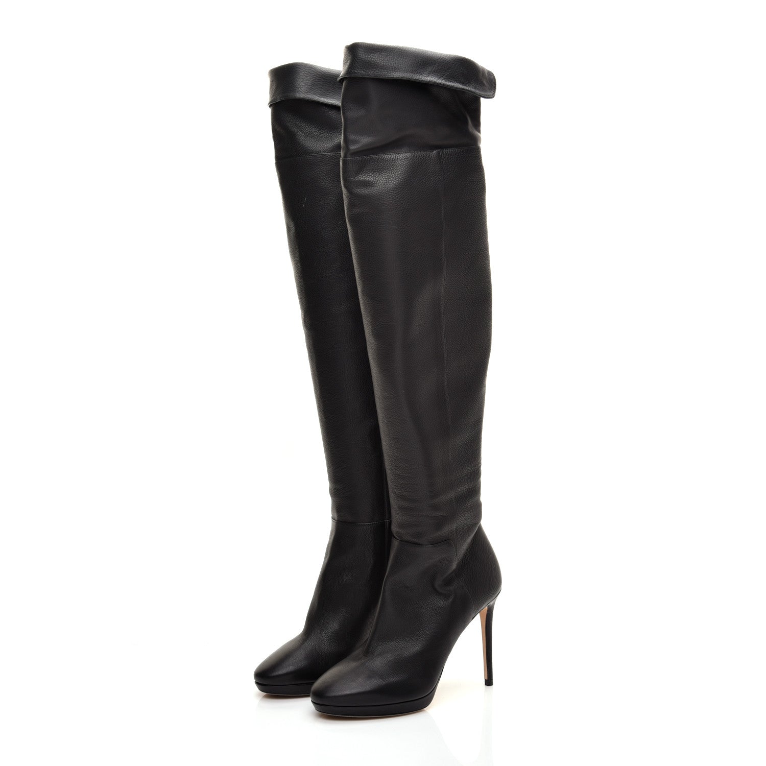 Jimmy Choo Grainy Calfskin Hayley 100 Over The Knee Boots 36 Black 3 of 7