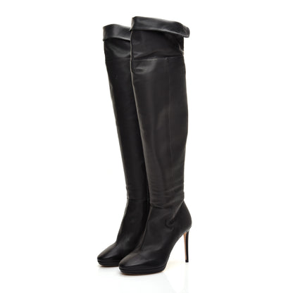Jimmy Choo Grainy Calfskin Hayley 100 Over The Knee Boots 36 Black 3 of 7