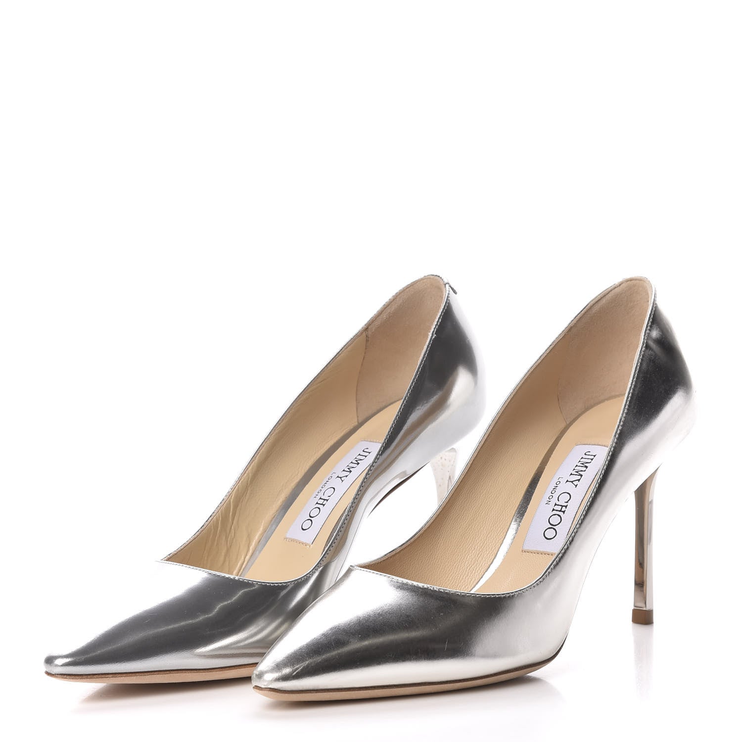 Jimmy Choo Metallic Mirror Calfskin Romy 85 Pumps 37 Silver 2 of 8
