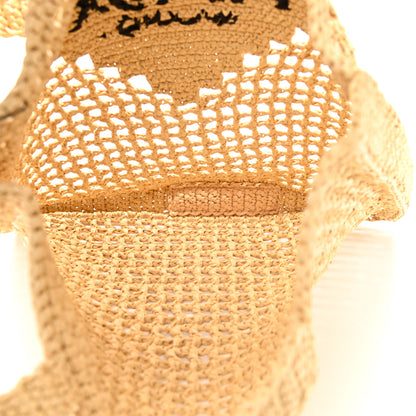 Prada Yarn Raffia Effect Crochet Logo Embroidered Tote Bag Naturale 5 of 9