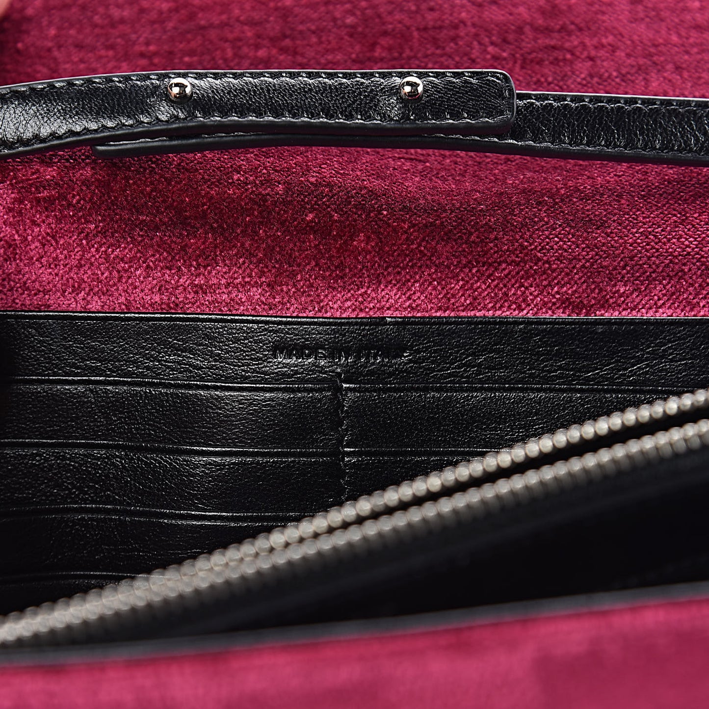 Textured Velour Monogram Chain Wallet Rose Wine