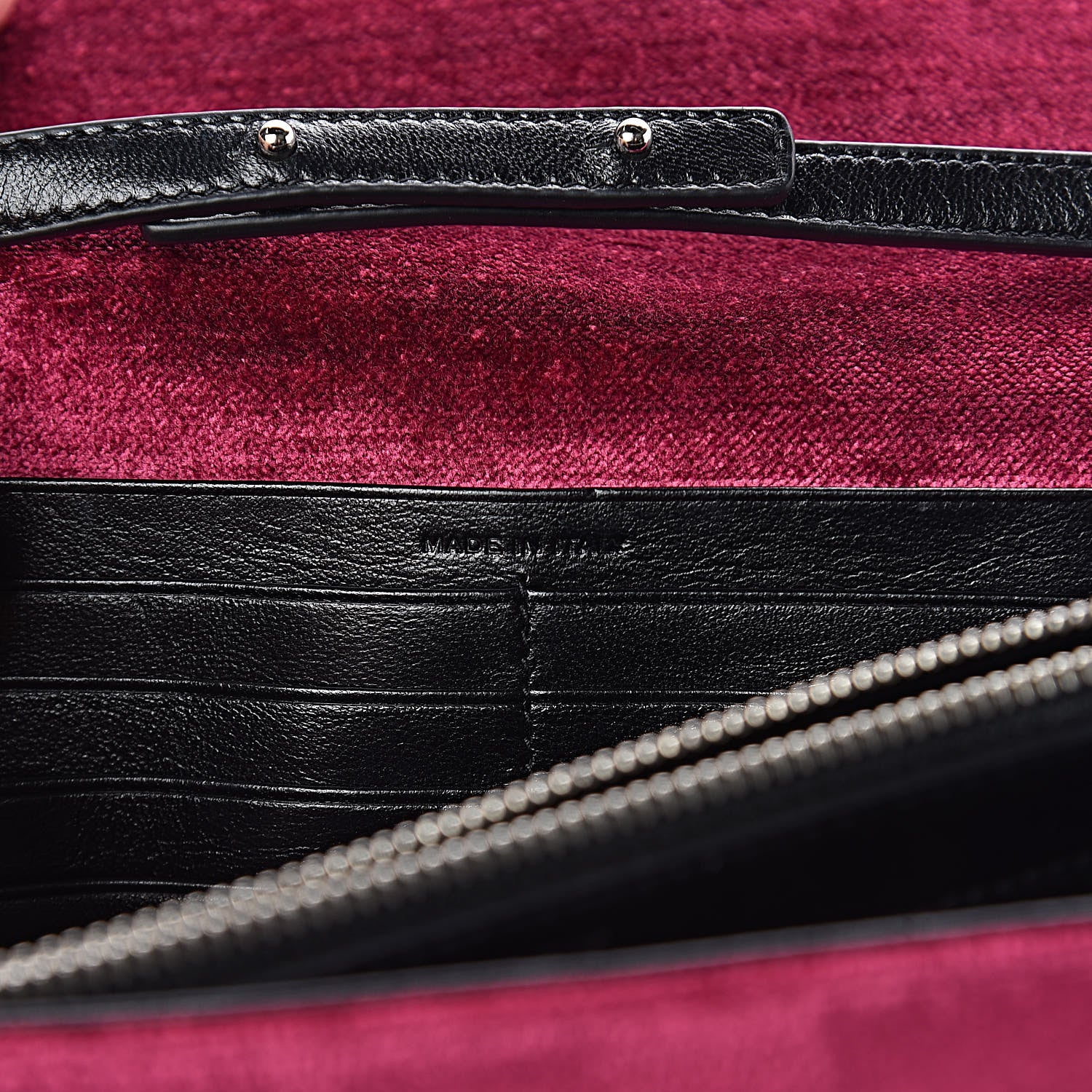 Saint Laurent Textured Velour Monogram Chain Wallet Rose Wine 6 of 11