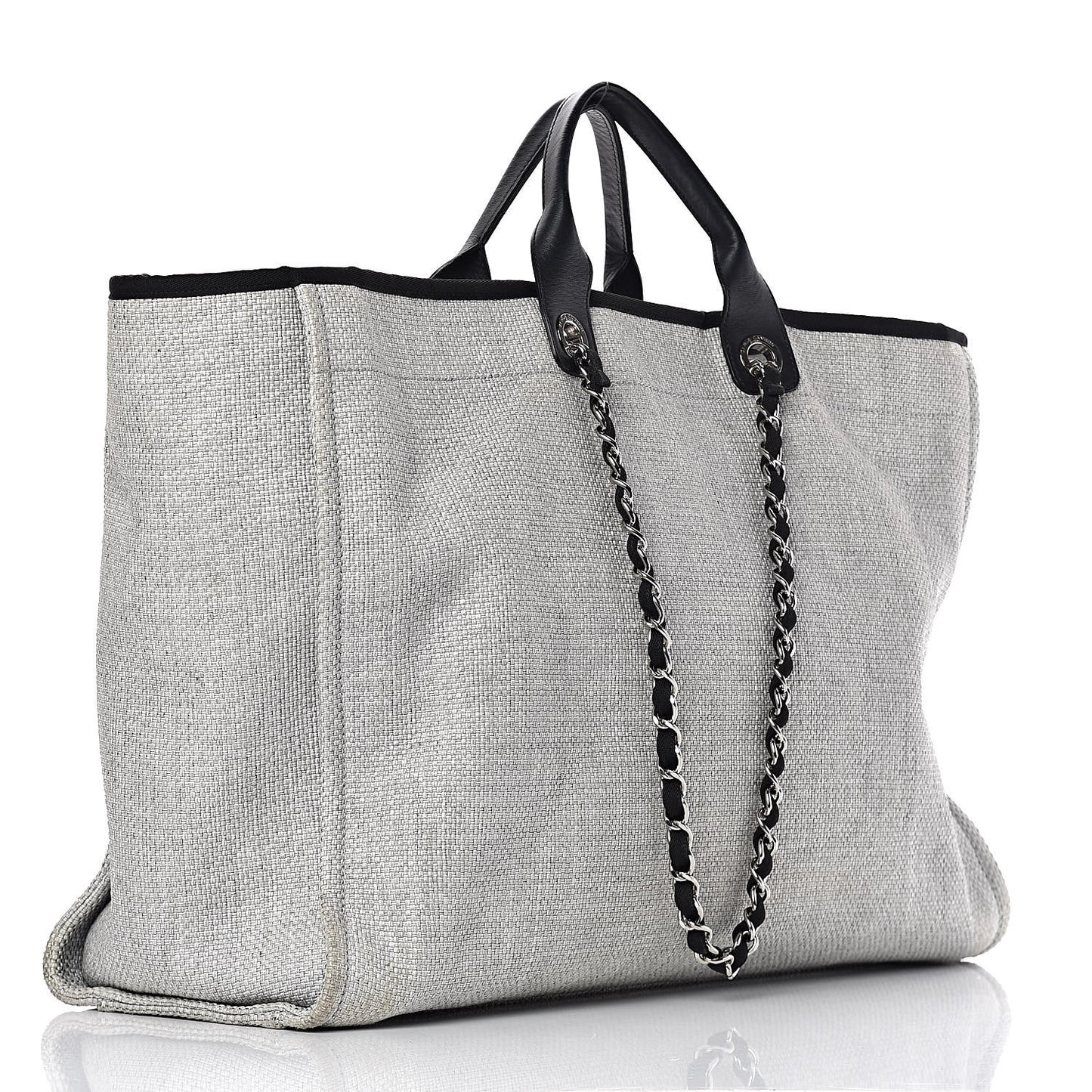 Woven Straw Raffia Extra Large Deauville Tote Grey