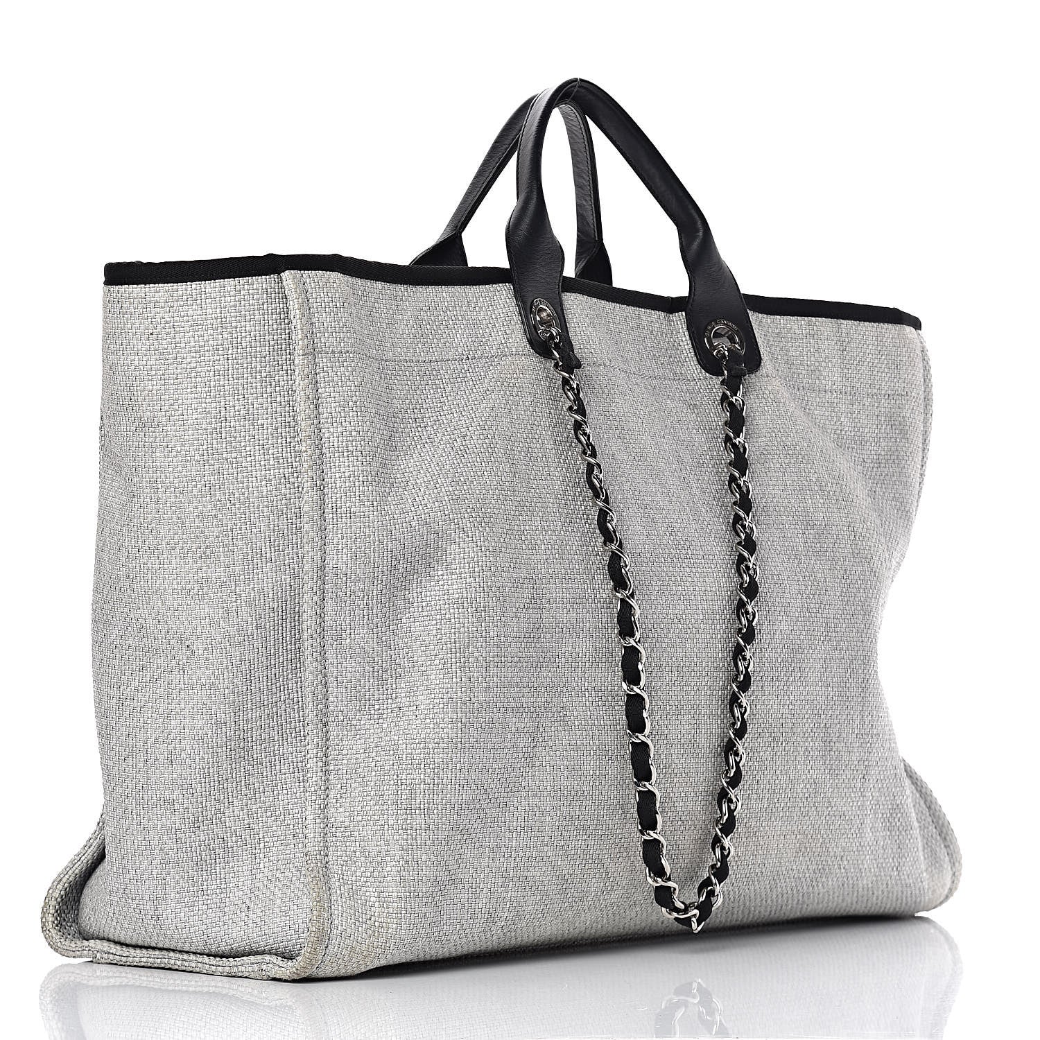 Chanel Woven Straw Raffia Extra Large Deauville Tote Grey 3 of 10