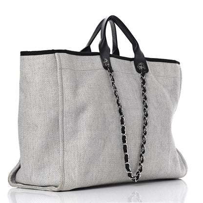 Chanel Woven Straw Raffia Extra Large Deauville Tote Grey 3 of 10