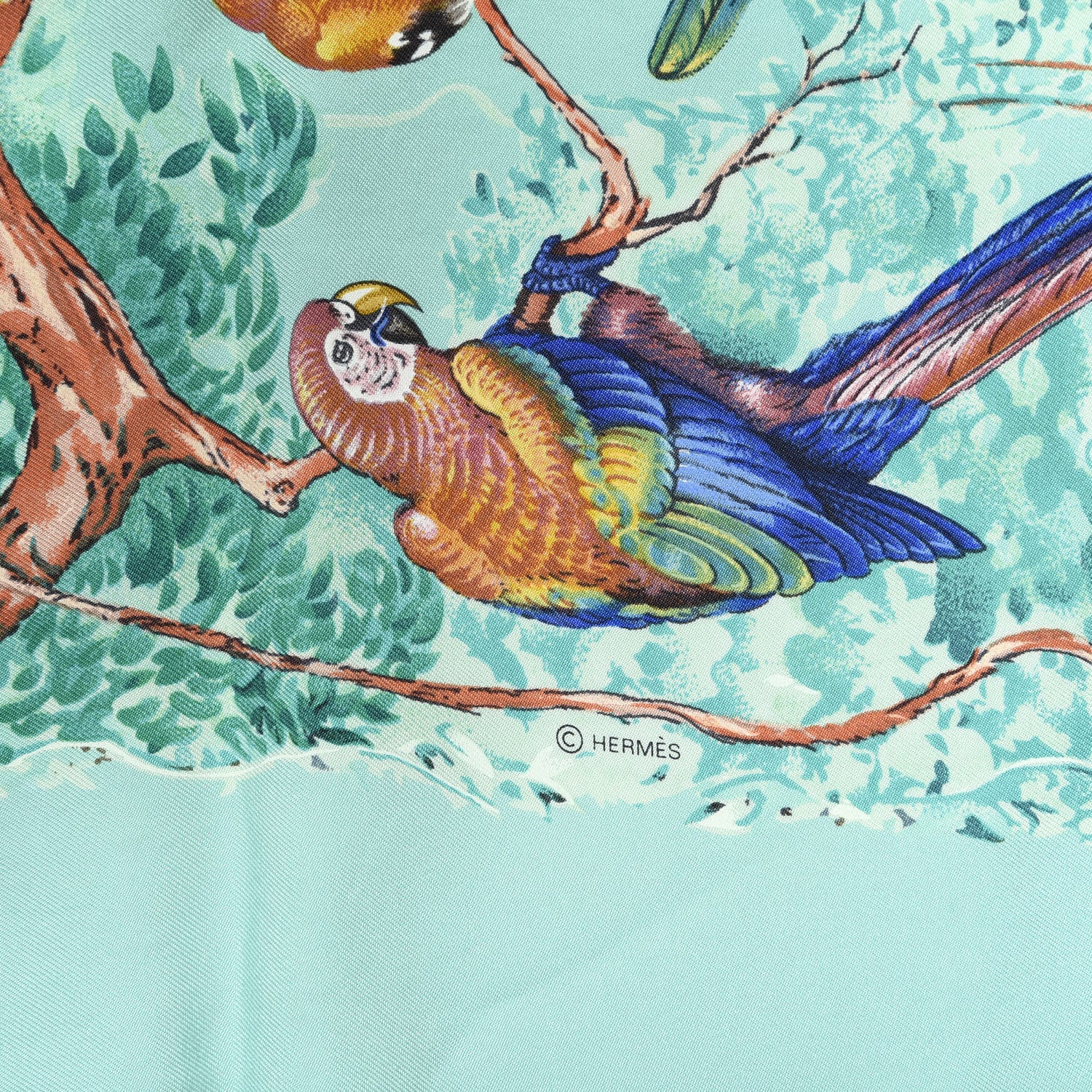 Hermes Silk Wash Equateur 90 Scarf Aqua Emeraude Fauve 2 of 4