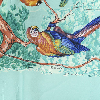 Hermes Silk Wash Equateur 90 Scarf Aqua Emeraude Fauve 2 of 4