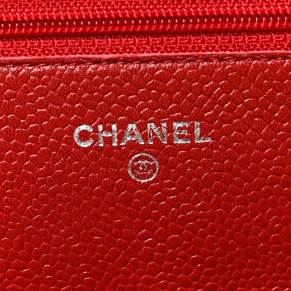 Chanel Caviar Quilted Wallet on Chain WOC Red 6 of 10