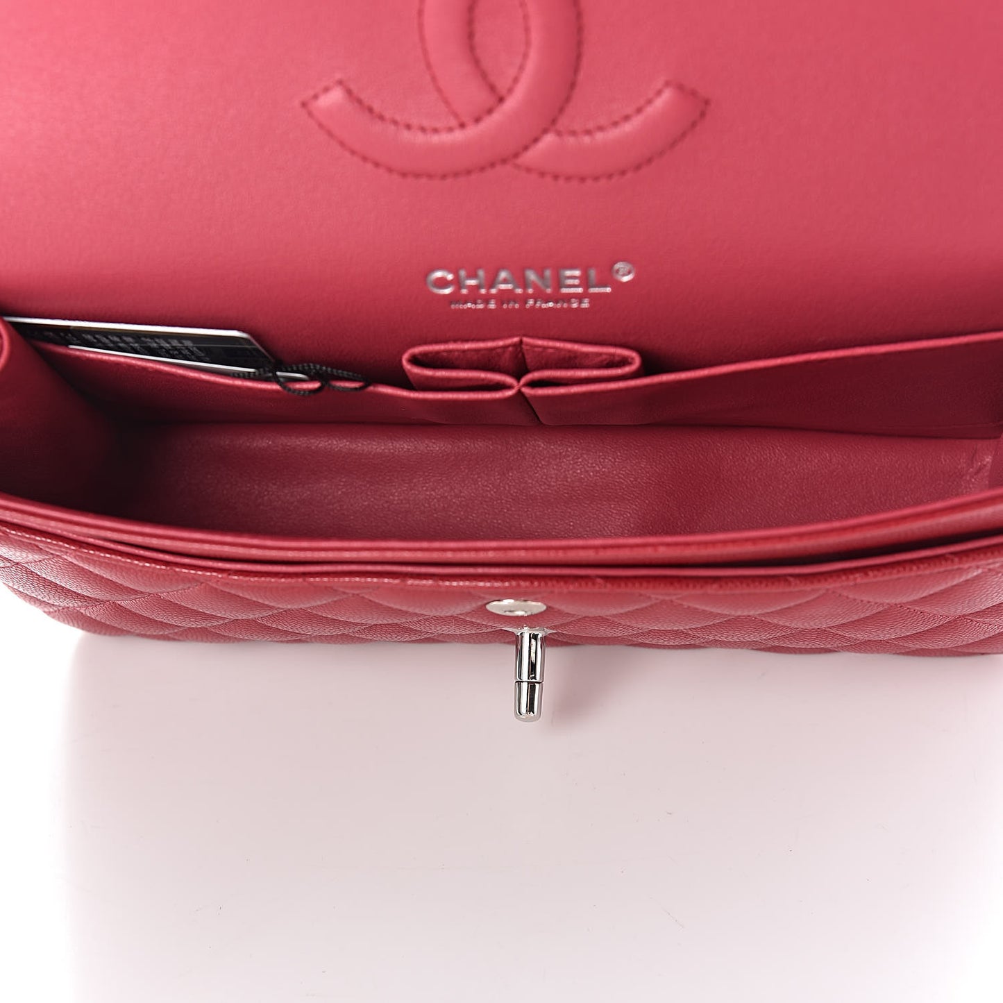 Caviar Quilted Medium Double Flap Red