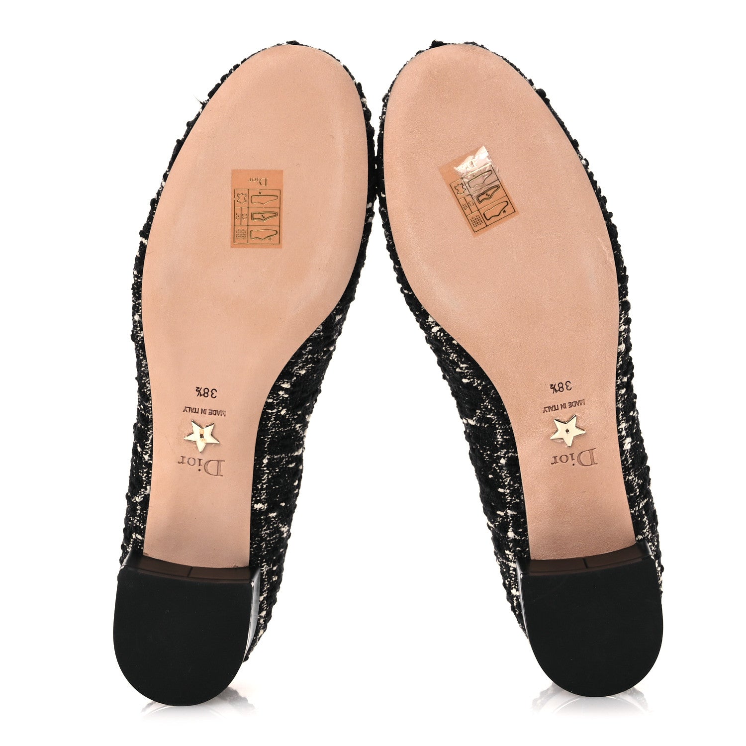 Christian Dior Tweed Ballet Flat 38.5 Black White 7 of 13