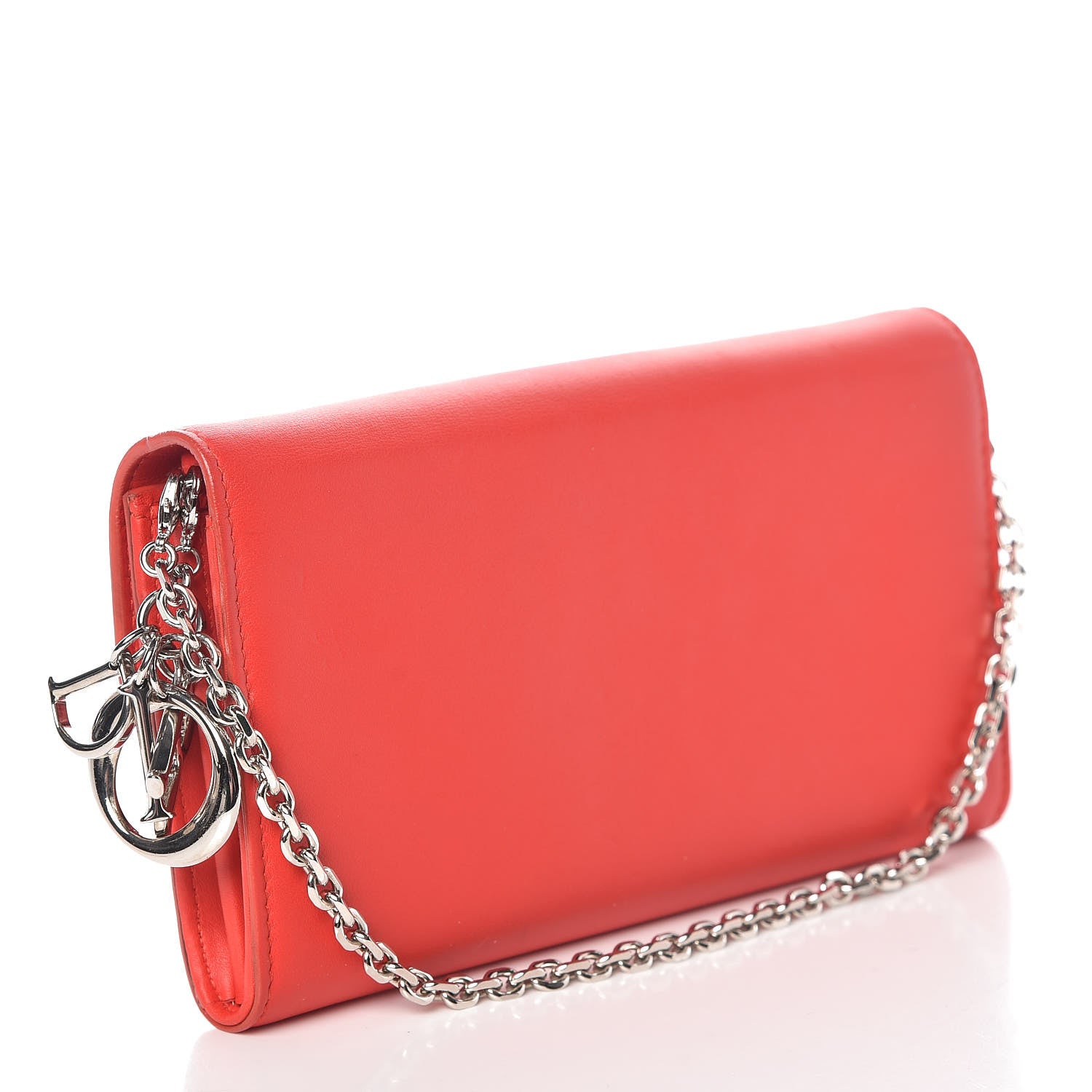 Christian Dior Calfskin Bi-Color Wallet On Chain Red Pink 3 of 12