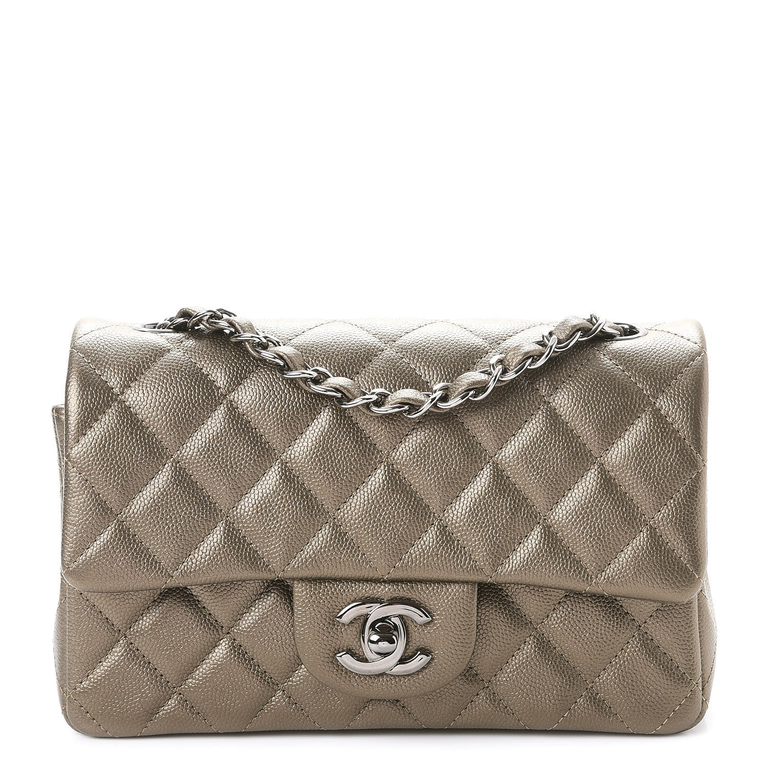 Chanel Iridescent Caviar Quilted Mini Rectangular Flap Bronze 1 of 8