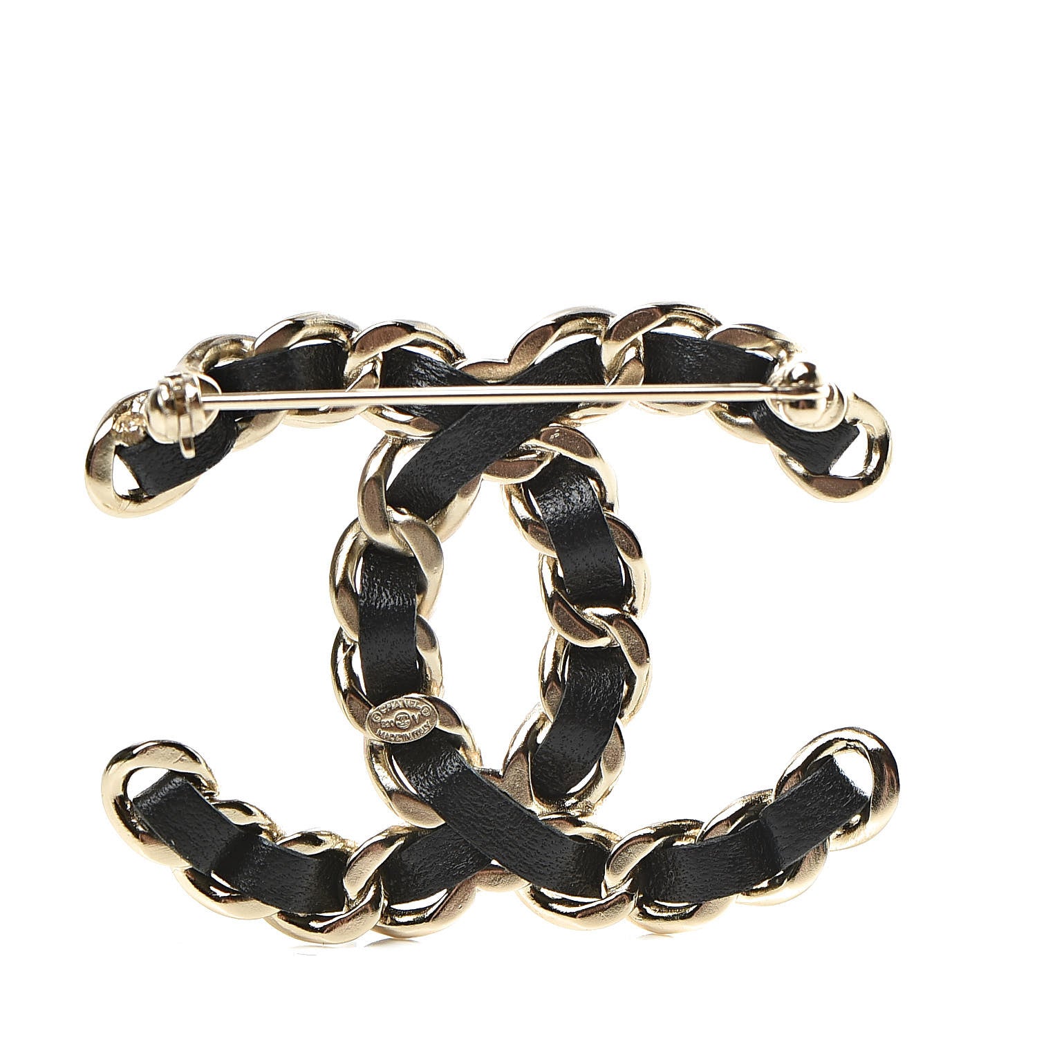 Chanel Lambskin Chain CC Brooch Black Gold 3 of 5