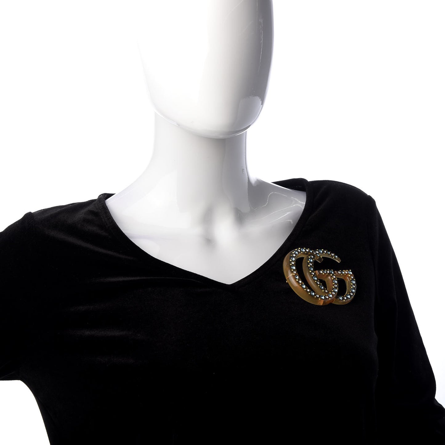 Resin Crystal GG Brooch Gold