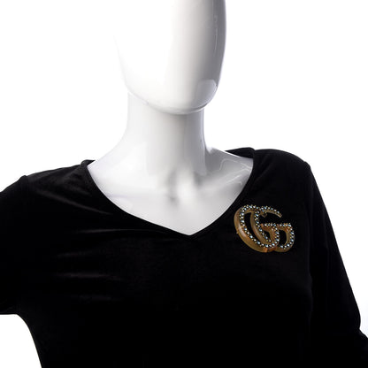 Gucci Resin Crystal GG Brooch Gold 2 of 6