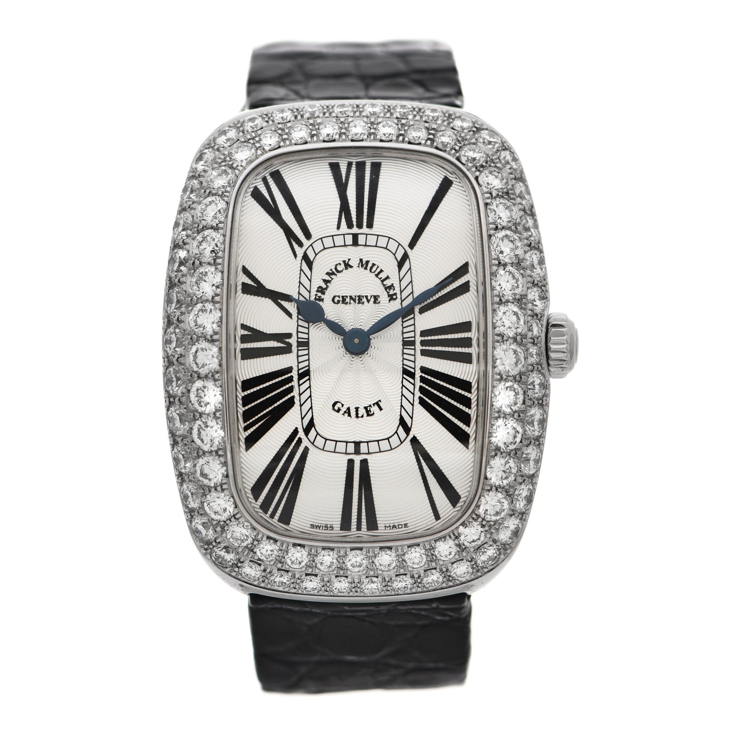 18K White Gold Alligator Diamond Pave Bezel 34mm Quartz Watch 3002LQZR