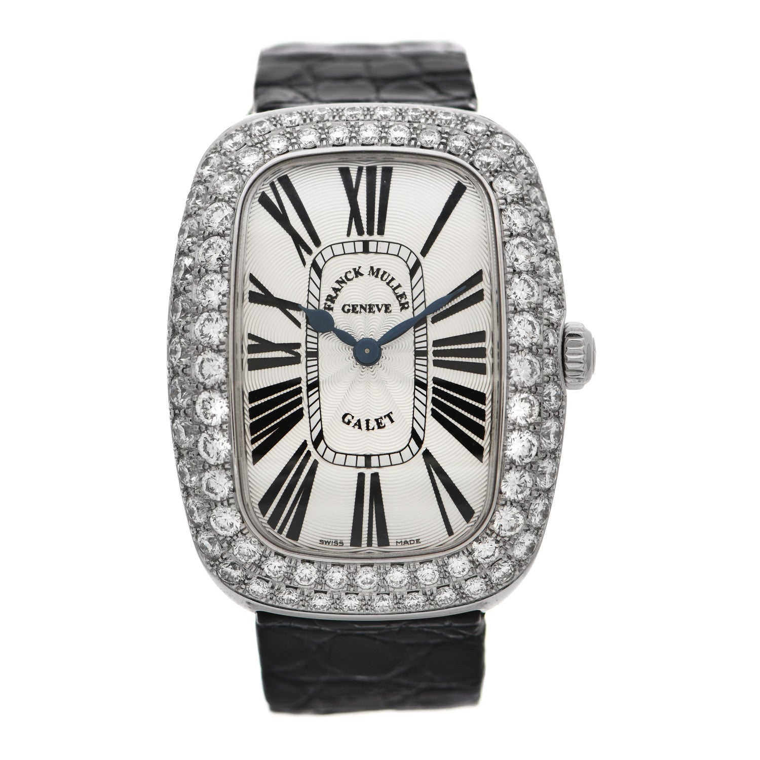 Franck Muller 18K White Gold Alligator Diamond Pave Bezel 34mm Quartz Watch 3002LQZR 1 of 6
