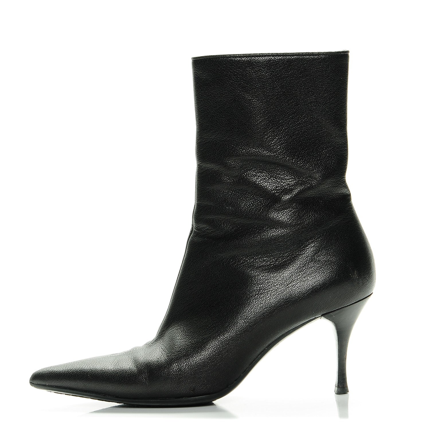Gucci Leather Pointed Toe Ankle Booties 8 Black 1 of 9