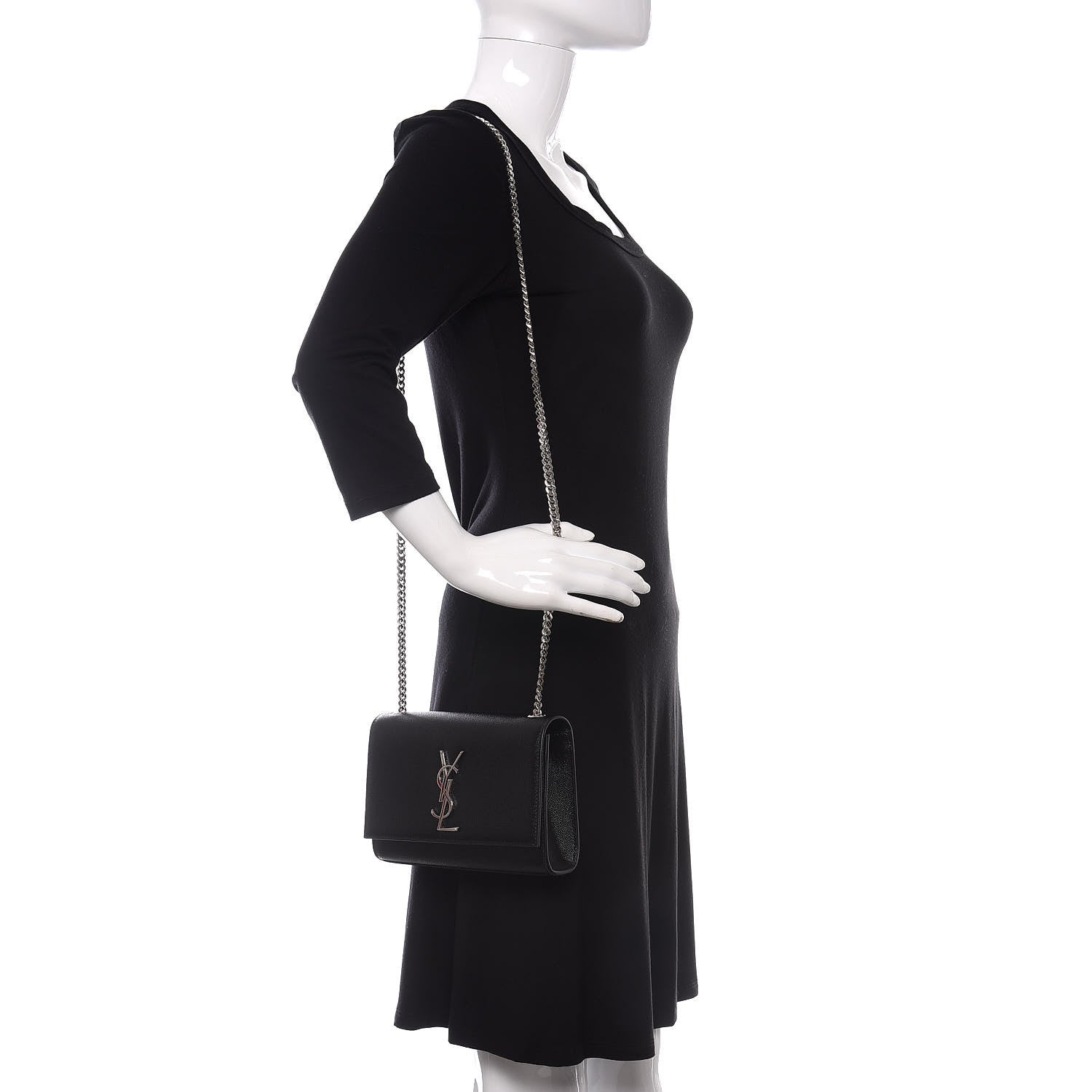 Saint Laurent Grain De Poudre Small Monogram Kate Satchel Black 2 of 9
