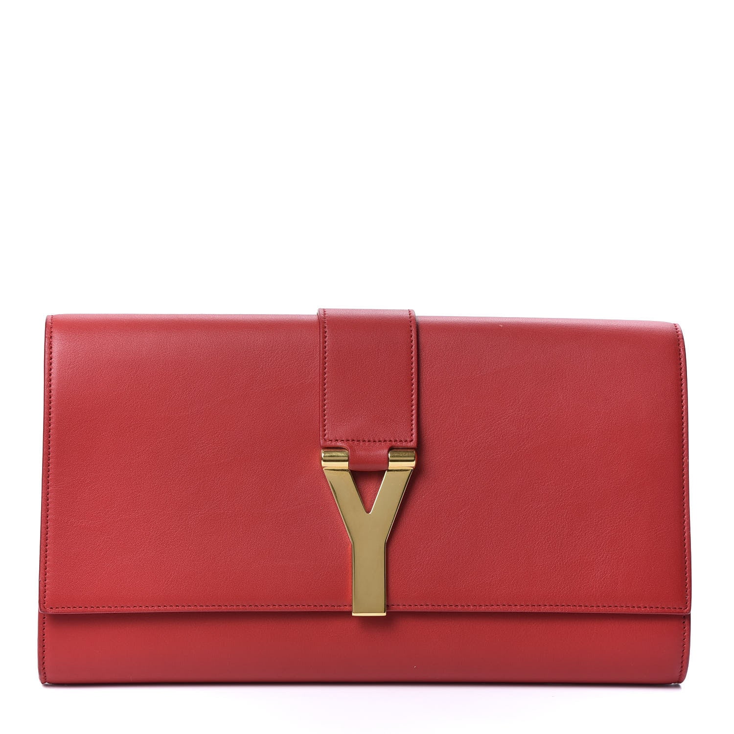Saint Laurent Calfskin Classic Y Ligne Clutch Red 1 of 9