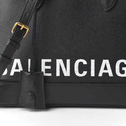 Balenciaga Signature Grained Calfskin Logo S Ville Top Handle Bag Black White 9 of 9