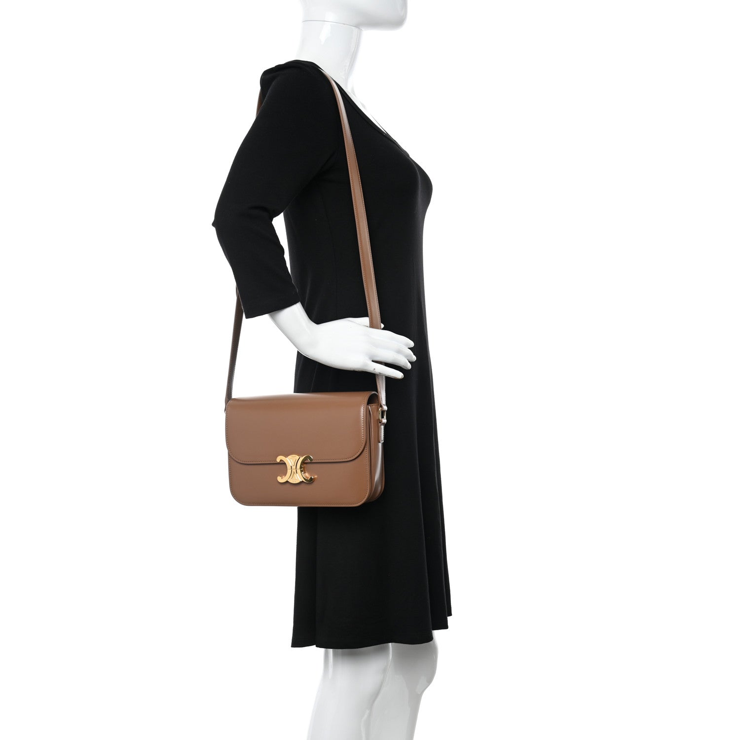Celine Shiny Calfskin Medium Triomphe Bronze 3 of 14
