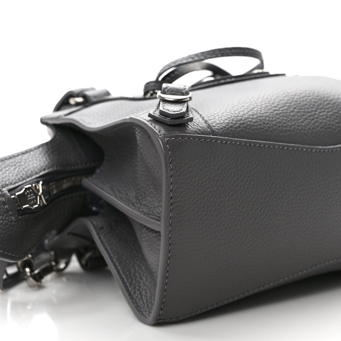 Grained Calfskin Neo Classic Silver Hardware Mini City Dark Grey