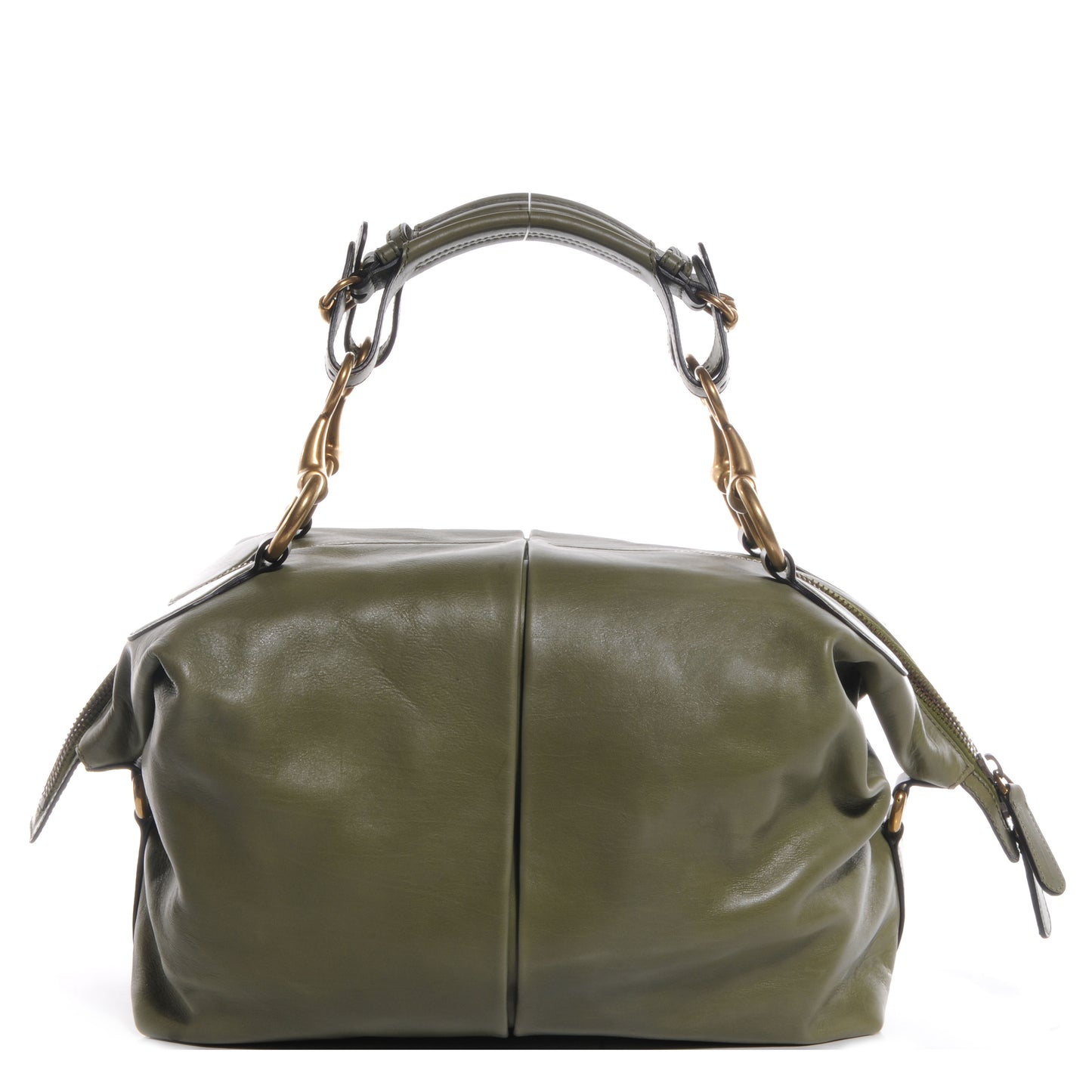 Soft Calfskin Icon Top Handle Bag Green Tea