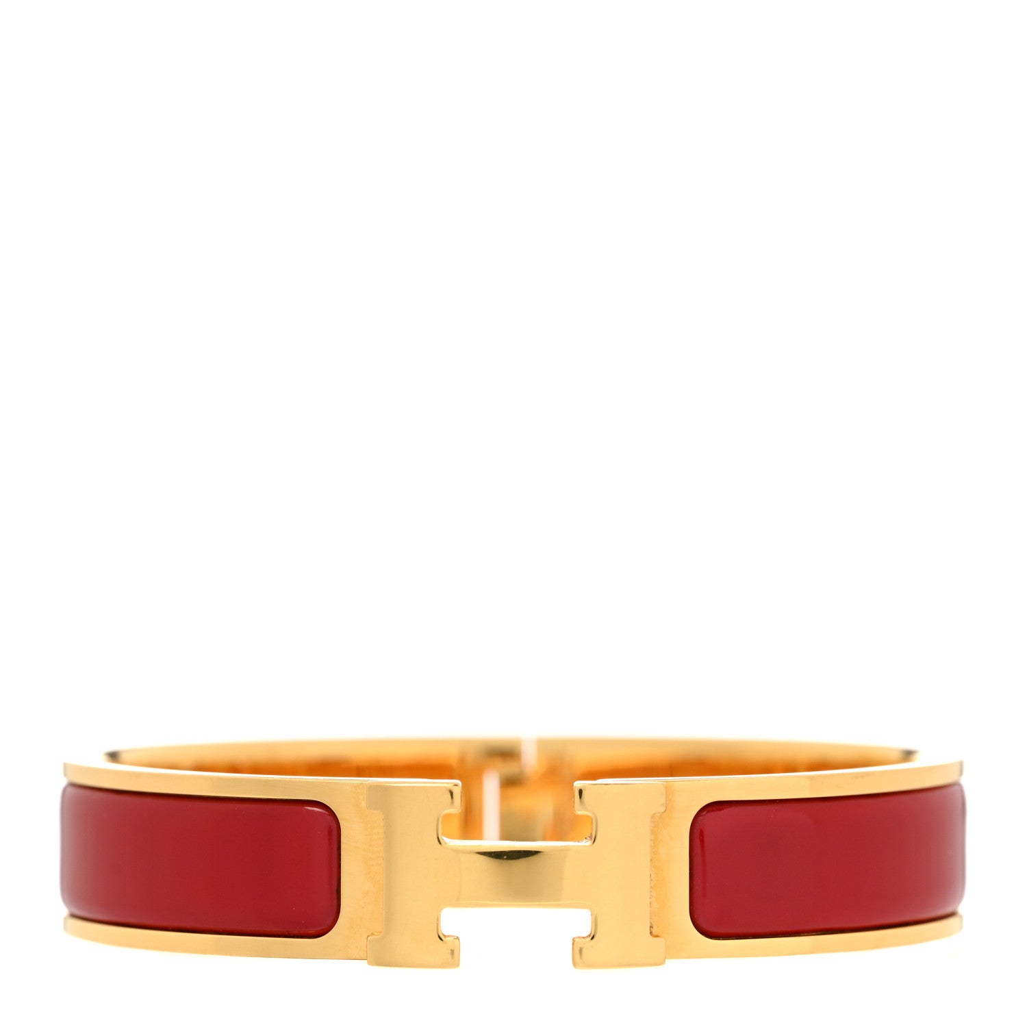 Hermes Enamel Narrow Clic Clac H Bracelet PM Rouge Vif 1 of 5