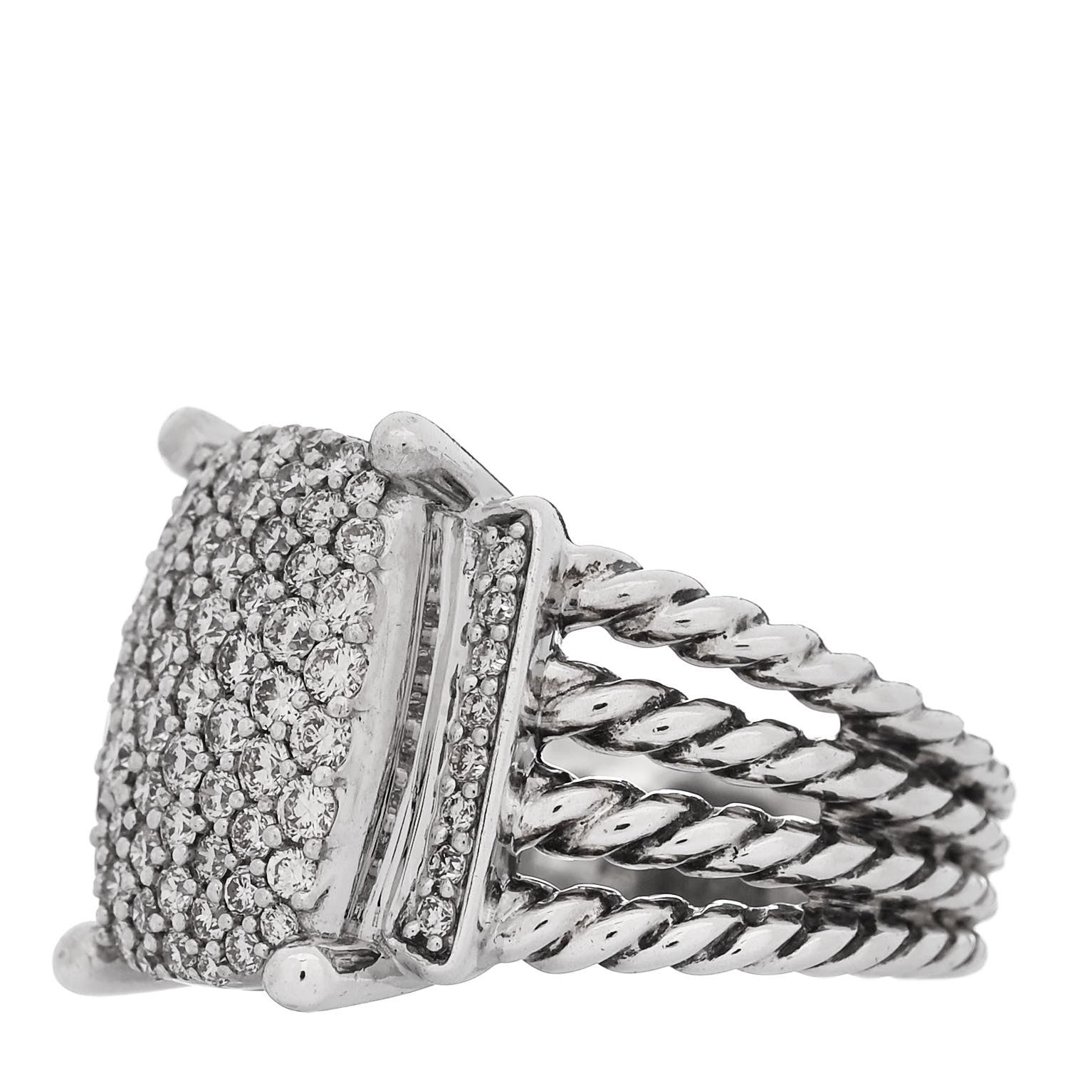 David Yurman Sterling Silver Diamond 16mm Wheaton Ring 54 7 3 of 6