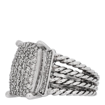 David Yurman Sterling Silver Diamond 16mm Wheaton Ring 54 7 3 of 6