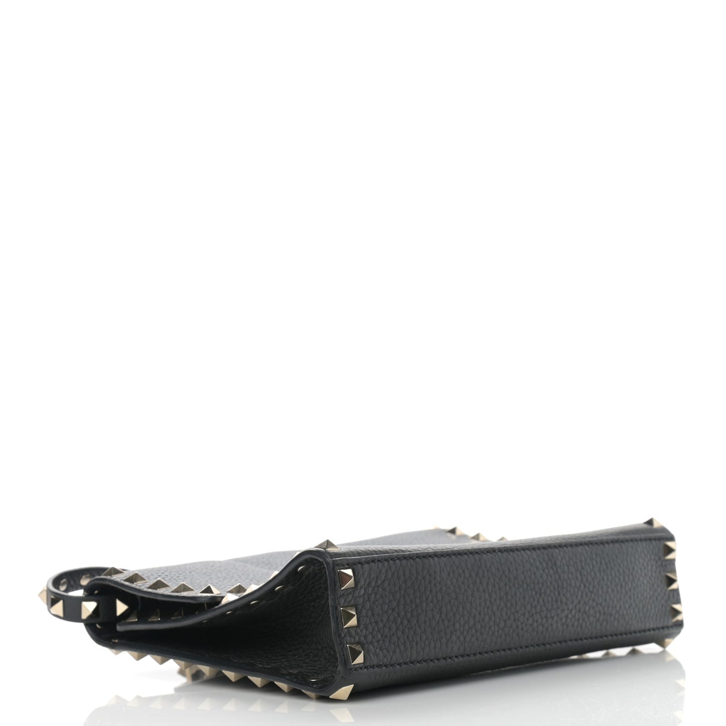 Pebbled Calfskin Medium Rockstud Flip Lock Crossbody Bag Black
