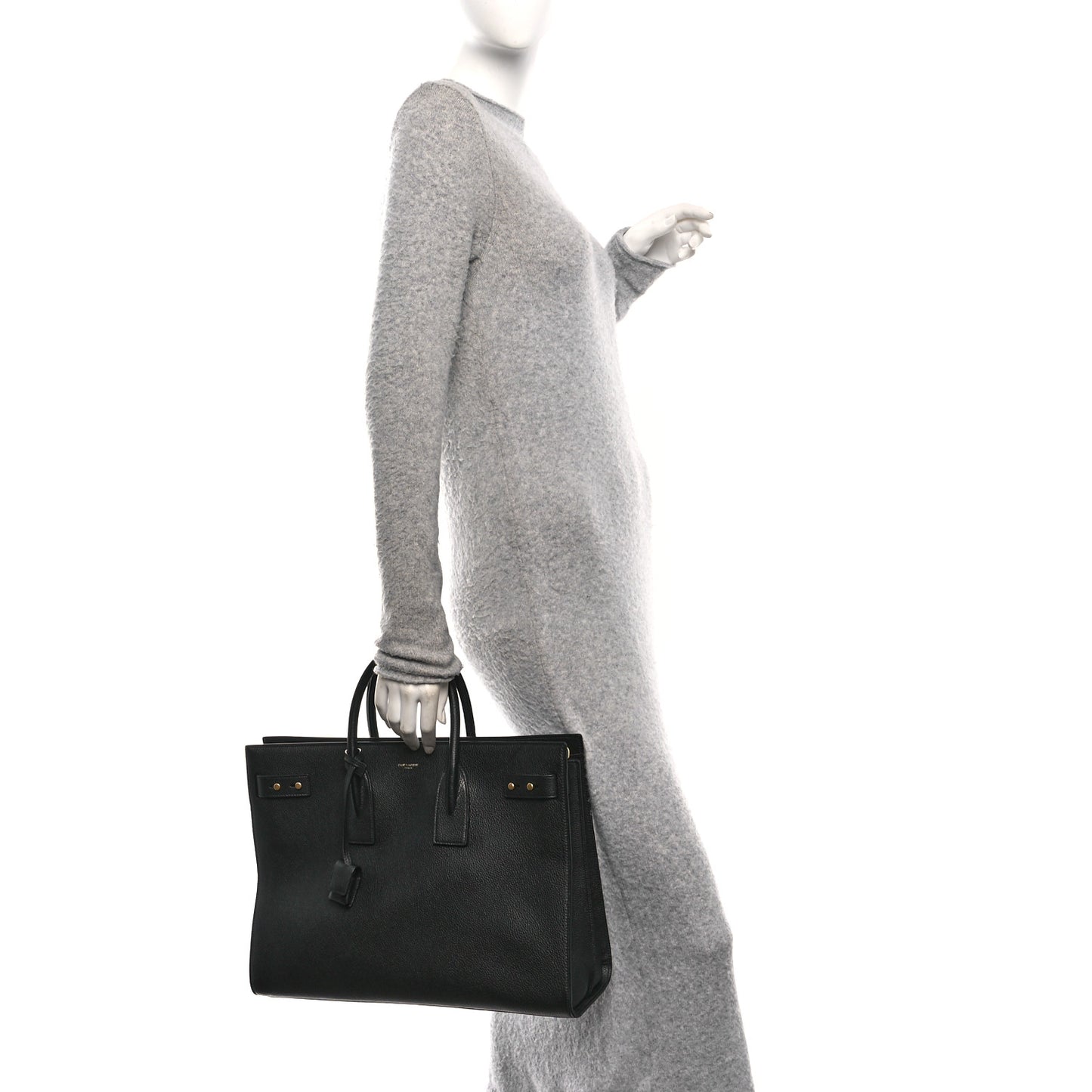 Grained Calfskin Large Thin Sac De Jour Black