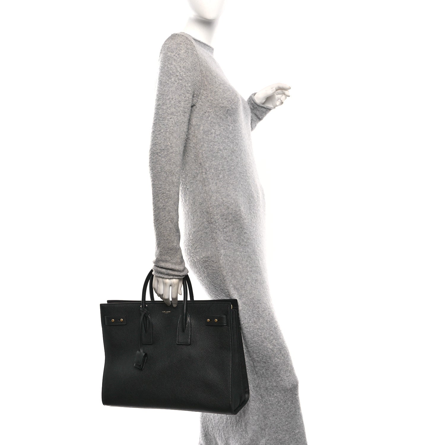 Saint Laurent Grained Calfskin Large Thin Sac De Jour Black 2 of 10