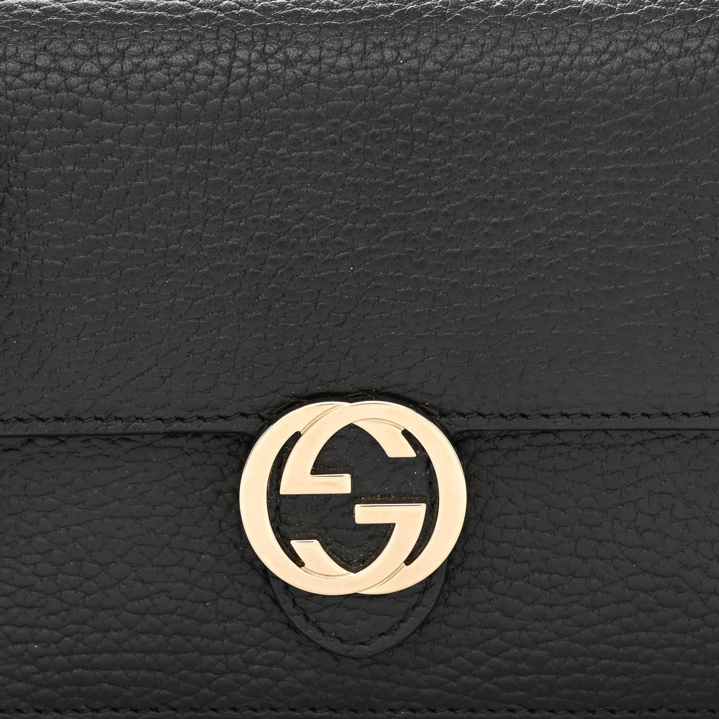 Dollar Calfskin Interlocking G Chain Wallet Black