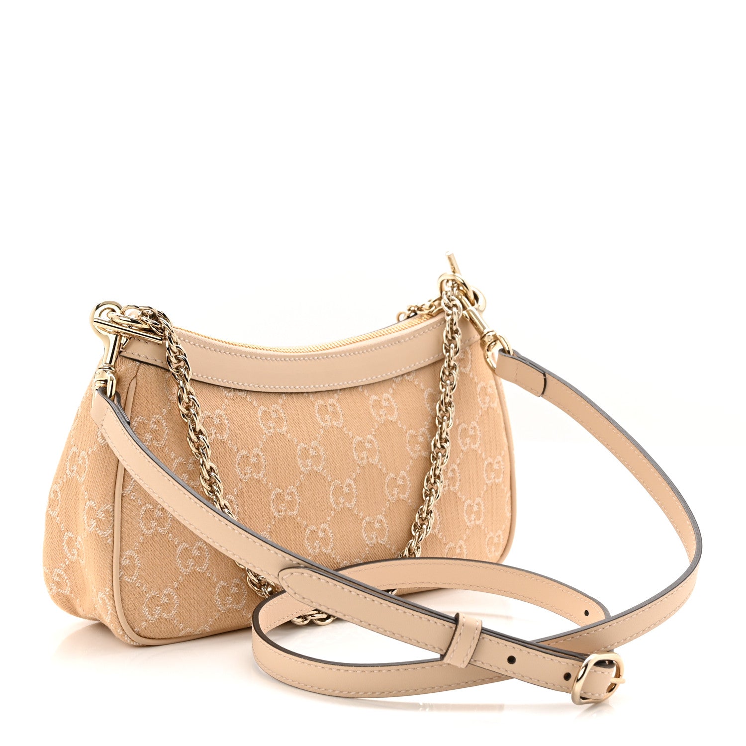 Gucci Denim GG Monogram Calfskin Small Shoulder Bag Souffle Rose 3 of 10